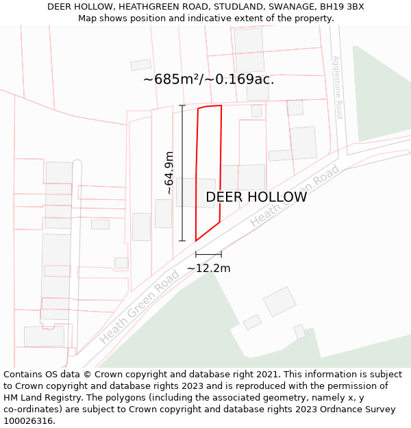 DEER HOLLOW, HEATHGREEN ROAD, STUDLAND, SWANAGE, BH19 3BX: Plot and title map