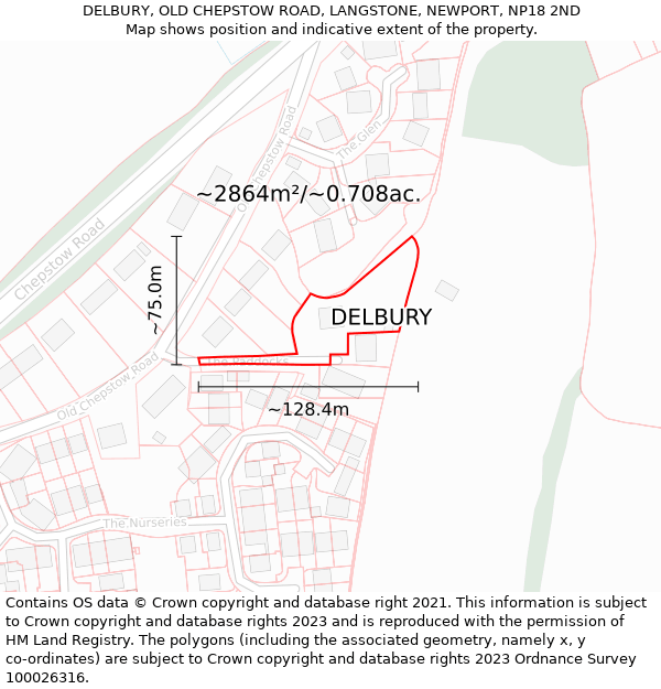 DELBURY, OLD CHEPSTOW ROAD, LANGSTONE, NEWPORT, NP18 2ND: Plot and title map