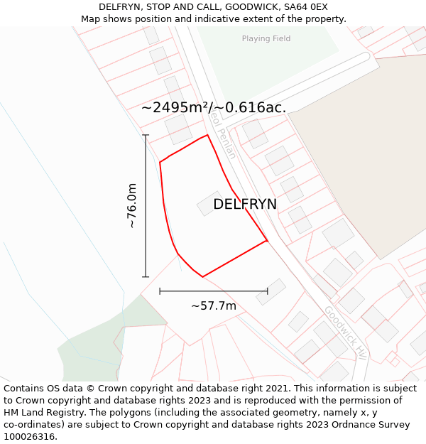 DELFRYN, STOP AND CALL, GOODWICK, SA64 0EX: Plot and title map