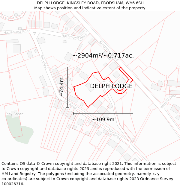 DELPH LODGE, KINGSLEY ROAD, FRODSHAM, WA6 6SH: Plot and title map