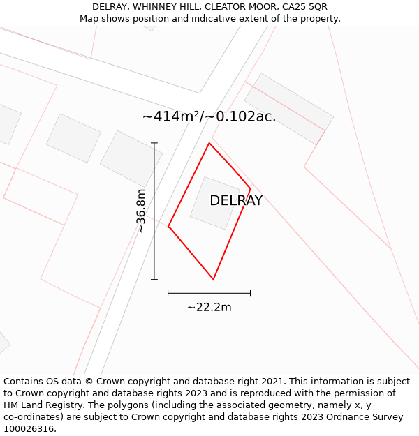 DELRAY, WHINNEY HILL, CLEATOR MOOR, CA25 5QR: Plot and title map