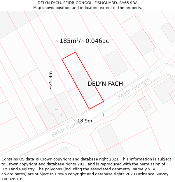 DELYN FACH, FEIDR GONGOL, FISHGUARD, SA65 9BA: Plot and title map