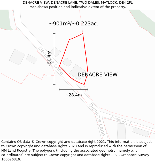 DENACRE VIEW, DENACRE LANE, TWO DALES, MATLOCK, DE4 2FL: Plot and title map