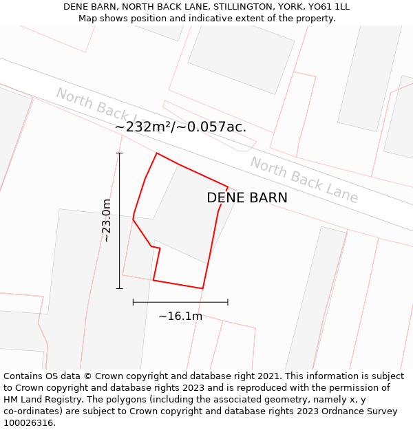 DENE BARN, NORTH BACK LANE, STILLINGTON, YORK, YO61 1LL: Plot and title map