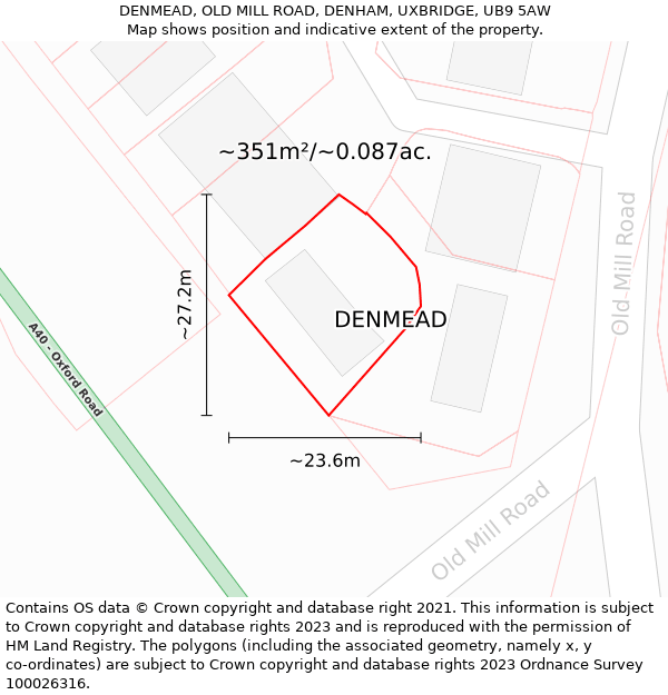 DENMEAD, OLD MILL ROAD, DENHAM, UXBRIDGE, UB9 5AW: Plot and title map