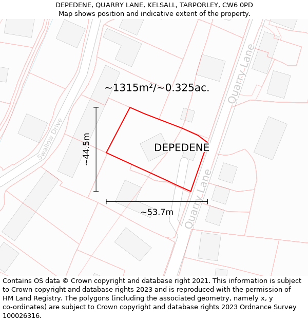 DEPEDENE, QUARRY LANE, KELSALL, TARPORLEY, CW6 0PD: Plot and title map