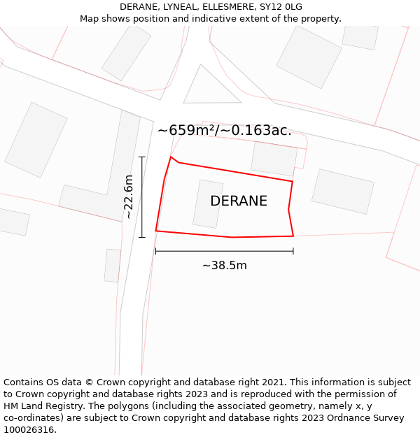 DERANE, LYNEAL, ELLESMERE, SY12 0LG: Plot and title map