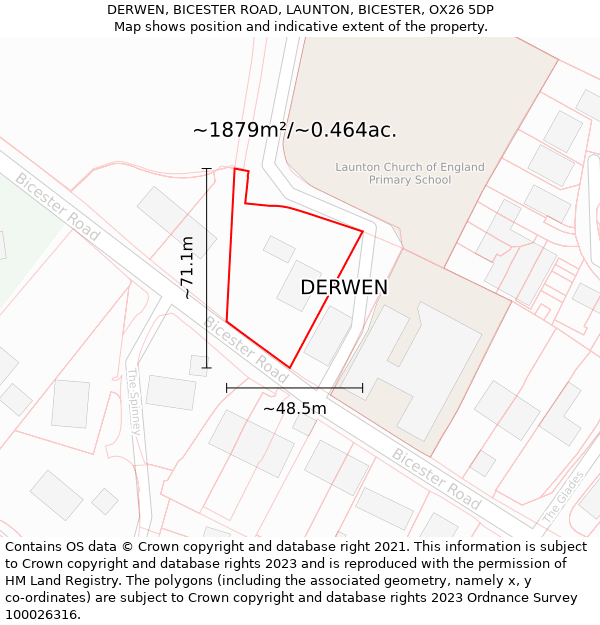 DERWEN, BICESTER ROAD, LAUNTON, BICESTER, OX26 5DP: Plot and title map