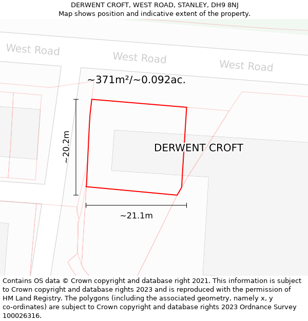 DERWENT CROFT, WEST ROAD, STANLEY, DH9 8NJ: Plot and title map