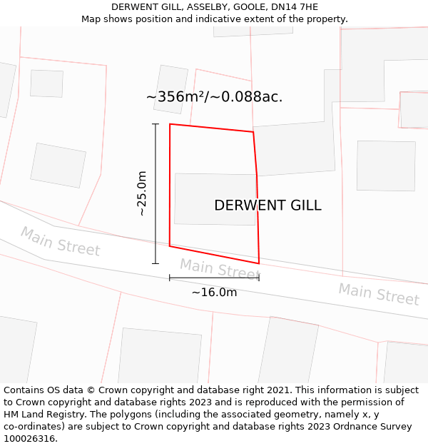 DERWENT GILL, ASSELBY, GOOLE, DN14 7HE: Plot and title map