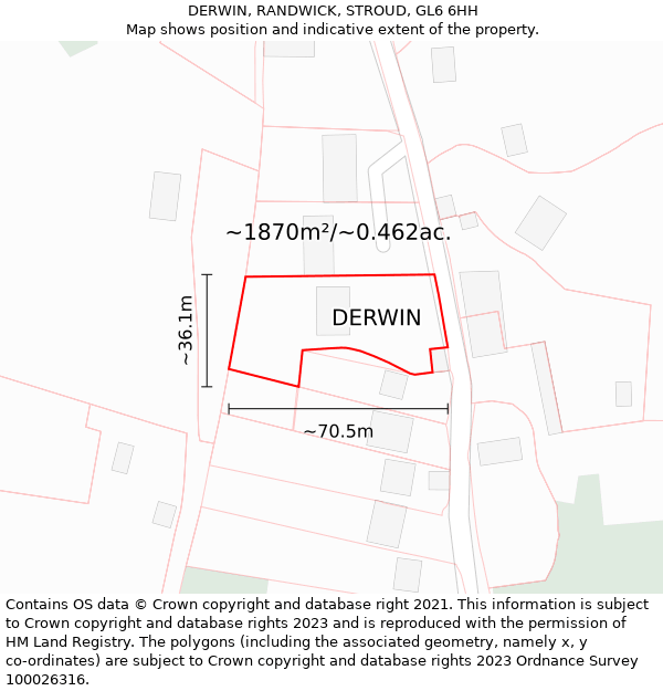 DERWIN, RANDWICK, STROUD, GL6 6HH: Plot and title map