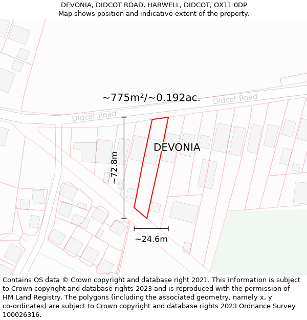 DEVONIA, DIDCOT ROAD, HARWELL, DIDCOT, OX11 0DP: Plot and title map