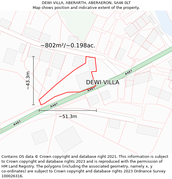 DEWI VILLA, ABERARTH, ABERAERON, SA46 0LT: Plot and title map