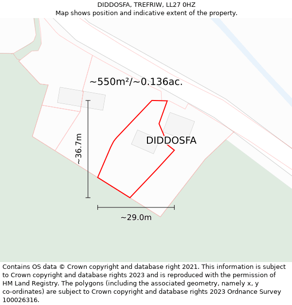 DIDDOSFA, TREFRIW, LL27 0HZ: Plot and title map