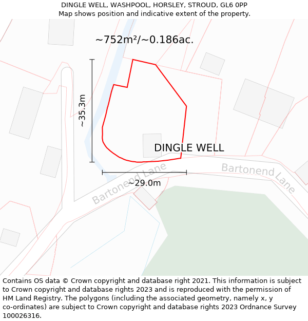 DINGLE WELL, WASHPOOL, HORSLEY, STROUD, GL6 0PP: Plot and title map