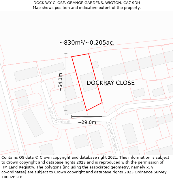 DOCKRAY CLOSE, GRANGE GARDENS, WIGTON, CA7 9DH: Plot and title map