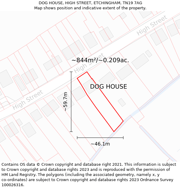 DOG HOUSE, HIGH STREET, ETCHINGHAM, TN19 7AG: Plot and title map