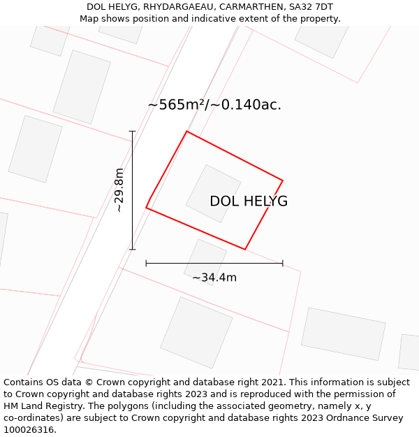 DOL HELYG, RHYDARGAEAU, CARMARTHEN, SA32 7DT: Plot and title map