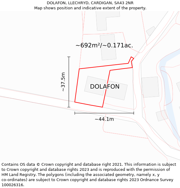 DOLAFON, LLECHRYD, CARDIGAN, SA43 2NR: Plot and title map