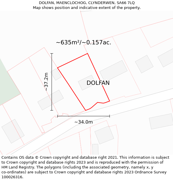 DOLFAN, MAENCLOCHOG, CLYNDERWEN, SA66 7LQ: Plot and title map