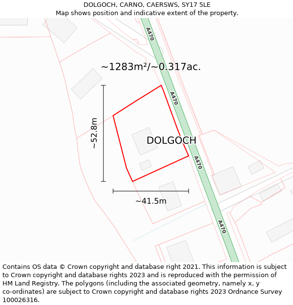 DOLGOCH, CARNO, CAERSWS, SY17 5LE: Plot and title map