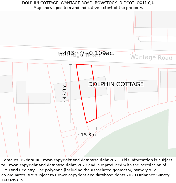 DOLPHIN COTTAGE, WANTAGE ROAD, ROWSTOCK, DIDCOT, OX11 0JU: Plot and title map