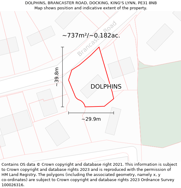 DOLPHINS, BRANCASTER ROAD, DOCKING, KING'S LYNN, PE31 8NB: Plot and title map