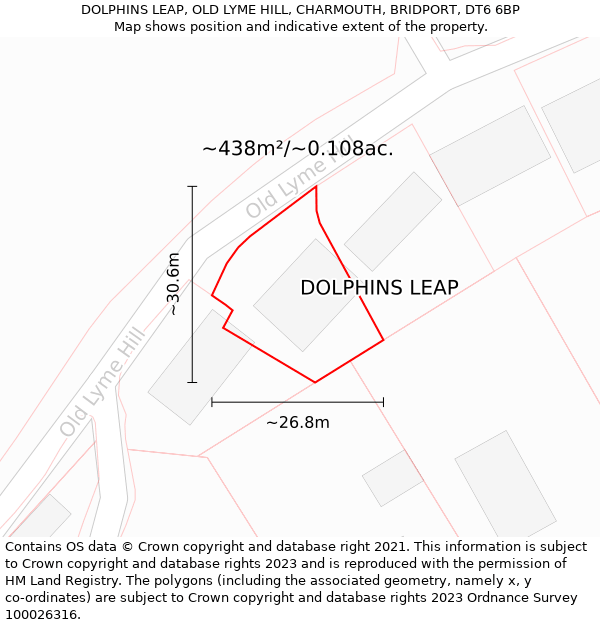 DOLPHINS LEAP, OLD LYME HILL, CHARMOUTH, BRIDPORT, DT6 6BP: Plot and title map