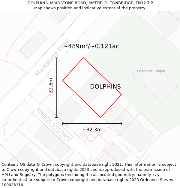 DOLPHINS, MAIDSTONE ROAD, MATFIELD, TONBRIDGE, TN12 7JP: Plot and title map