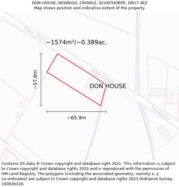 DON HOUSE, NEWBIGG, CROWLE, SCUNTHORPE, DN17 4EZ: Plot and title map