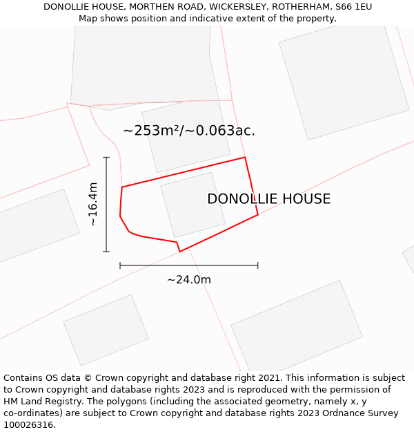 DONOLLIE HOUSE, MORTHEN ROAD, WICKERSLEY, ROTHERHAM, S66 1EU: Plot and title map