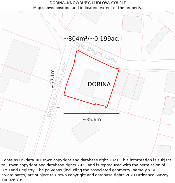 DORINA, KNOWBURY, LUDLOW, SY8 3LF: Plot and title map