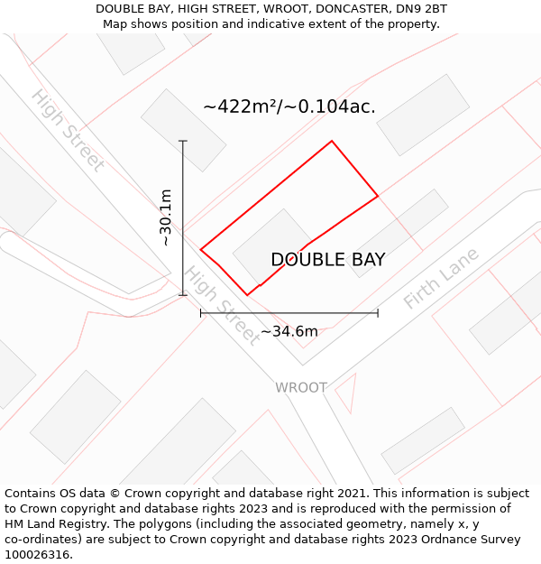 DOUBLE BAY, HIGH STREET, WROOT, DONCASTER, DN9 2BT: Plot and title map