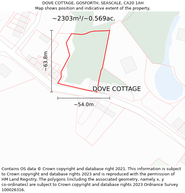 DOVE COTTAGE, GOSFORTH, SEASCALE, CA20 1AH: Plot and title map