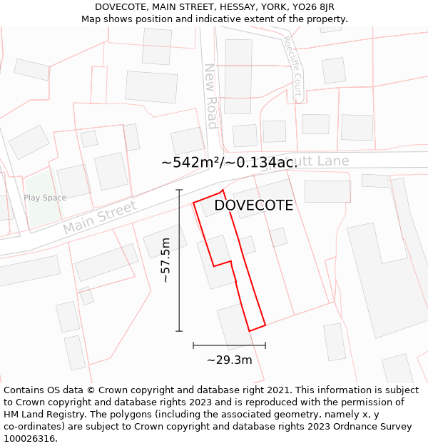 DOVECOTE, MAIN STREET, HESSAY, YORK, YO26 8JR: Plot and title map