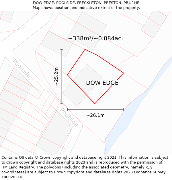 DOW EDGE, POOLSIDE, FRECKLETON, PRESTON, PR4 1HB: Plot and title map