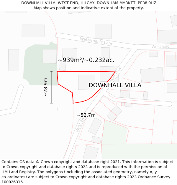 DOWNHALL VILLA, WEST END, HILGAY, DOWNHAM MARKET, PE38 0HZ: Plot and title map