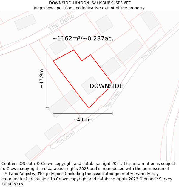 DOWNSIDE, HINDON, SALISBURY, SP3 6EF: Plot and title map