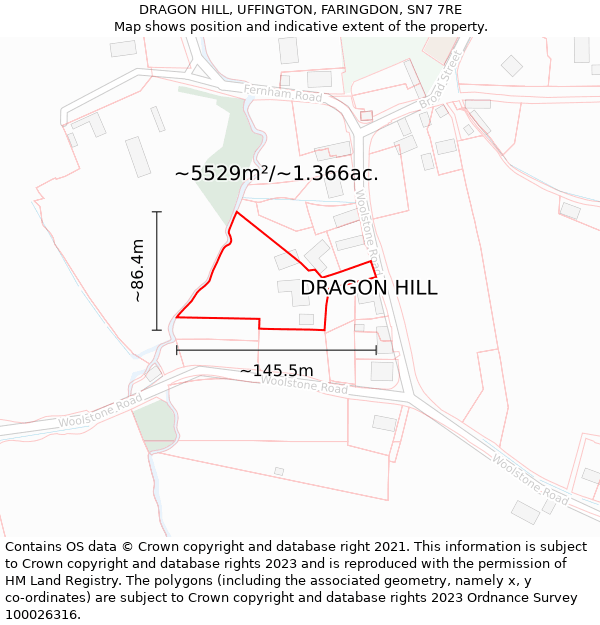 DRAGON HILL, UFFINGTON, FARINGDON, SN7 7RE: Plot and title map