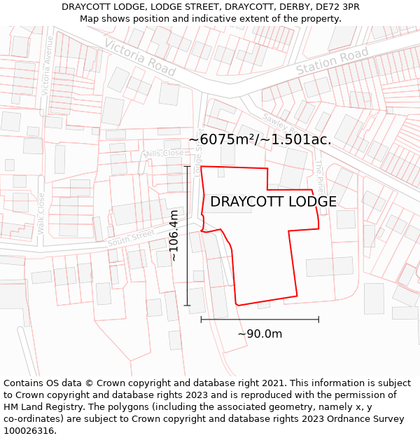 DRAYCOTT LODGE, LODGE STREET, DRAYCOTT, DERBY, DE72 3PR: Plot and title map