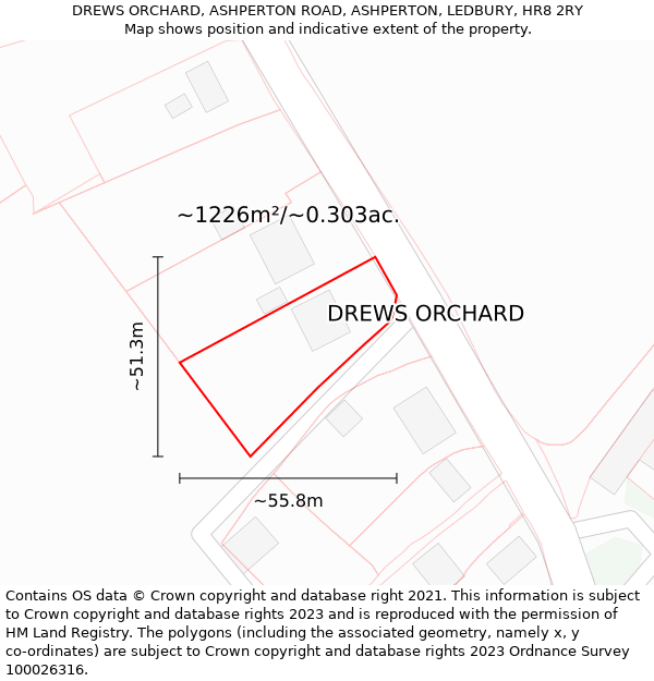 DREWS ORCHARD, ASHPERTON ROAD, ASHPERTON, LEDBURY, HR8 2RY: Plot and title map