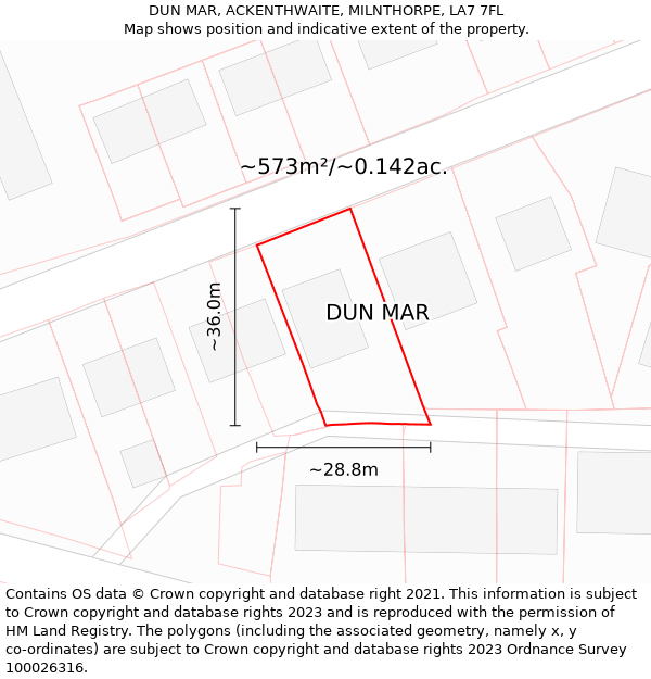 DUN MAR, ACKENTHWAITE, MILNTHORPE, LA7 7FL: Plot and title map