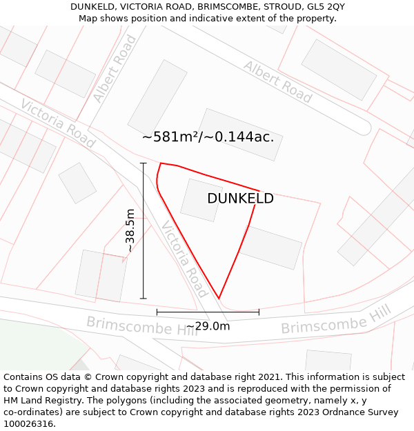 DUNKELD, VICTORIA ROAD, BRIMSCOMBE, STROUD, GL5 2QY: Plot and title map