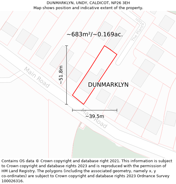DUNMARKLYN, UNDY, CALDICOT, NP26 3EH: Plot and title map