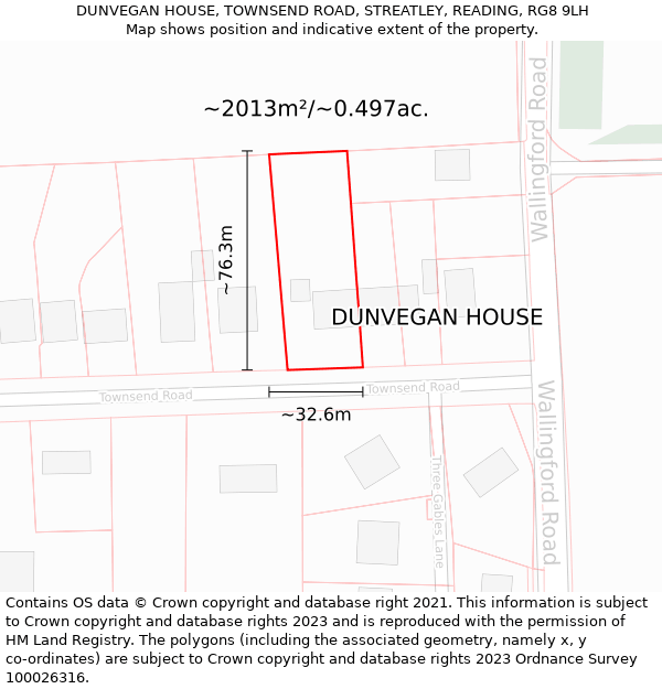 DUNVEGAN HOUSE, TOWNSEND ROAD, STREATLEY, READING, RG8 9LH: Plot and title map