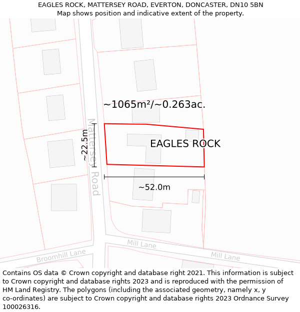EAGLES ROCK, MATTERSEY ROAD, EVERTON, DONCASTER, DN10 5BN: Plot and title map