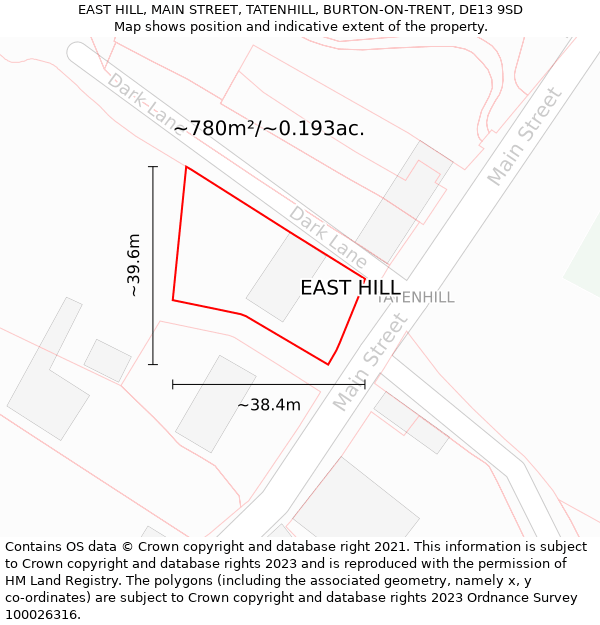 EAST HILL, MAIN STREET, TATENHILL, BURTON-ON-TRENT, DE13 9SD: Plot and title map