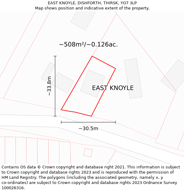 EAST KNOYLE, DISHFORTH, THIRSK, YO7 3LP: Plot and title map