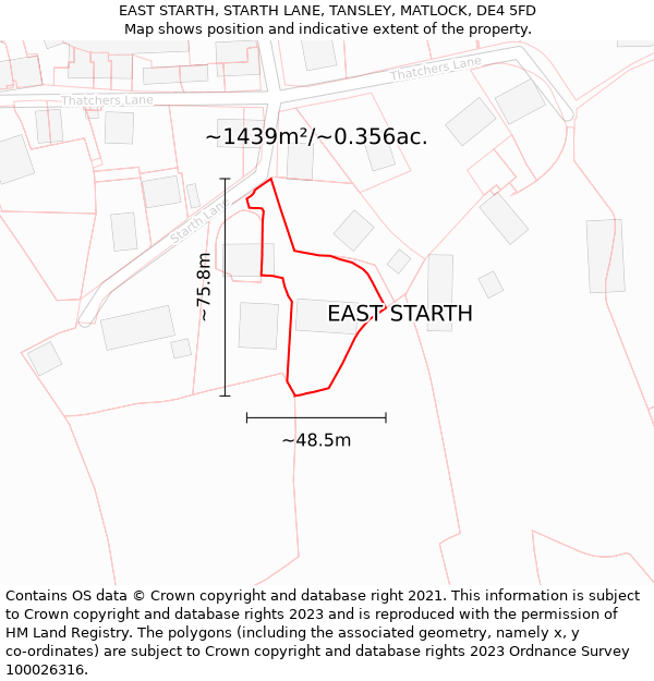 EAST STARTH, STARTH LANE, TANSLEY, MATLOCK, DE4 5FD: Plot and title map