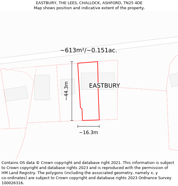 EASTBURY, THE LEES, CHALLOCK, ASHFORD, TN25 4DE: Plot and title map